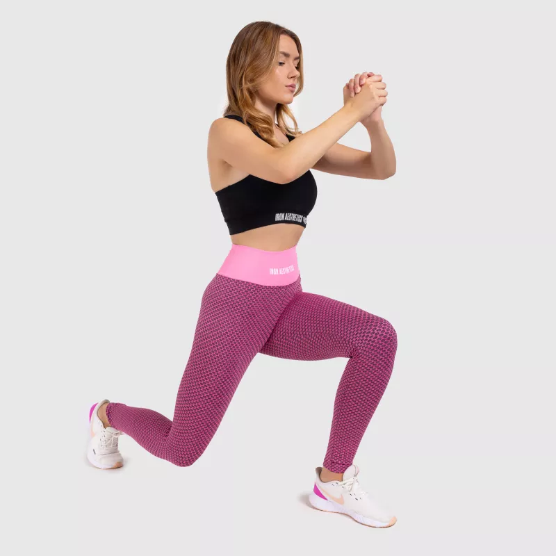 Női texturált leggings Iron Aesthetics, rózsaszín-8
