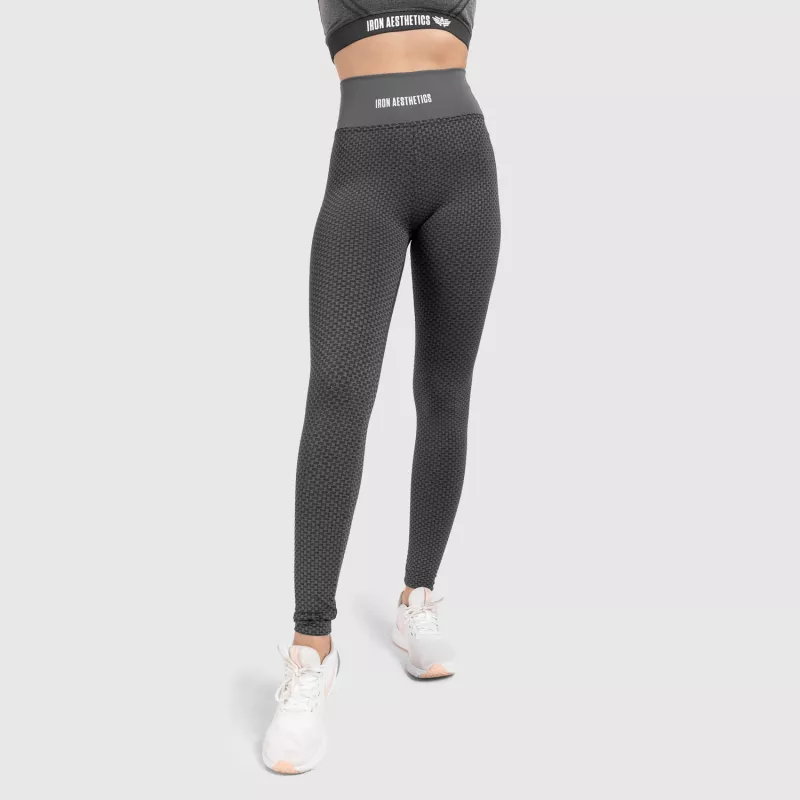 Női texturált leggings Iron Aesthetics, charcoal szürke-1