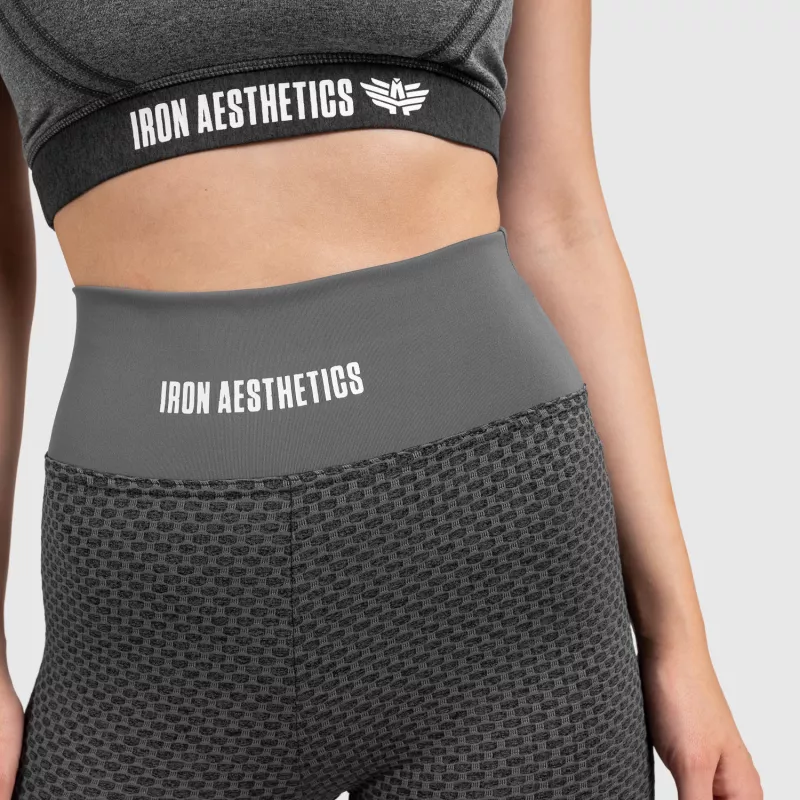 Női texturált leggings Iron Aesthetics, charcoal szürke-4