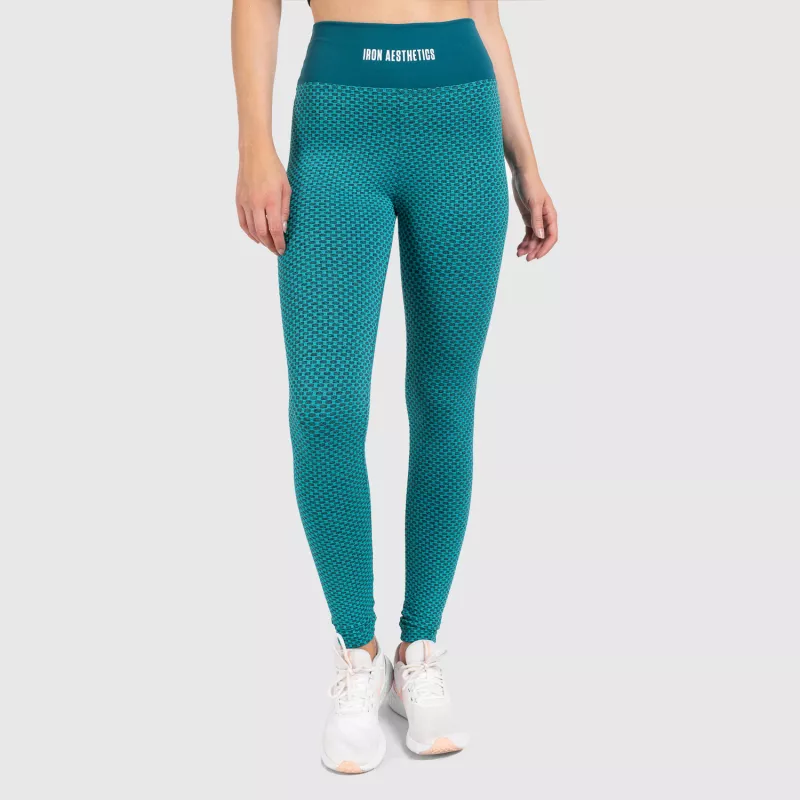 Női texturált leggings Iron Aesthetics, smaragd-1