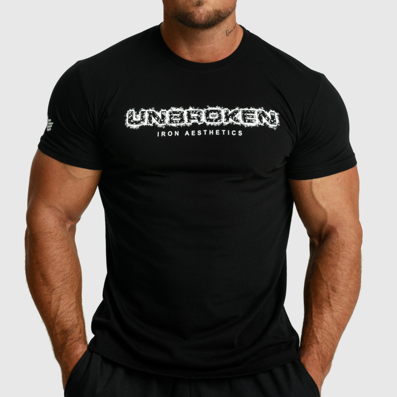 Férfi fitness póló Iron Aesthetics Unbroken, fekete-1