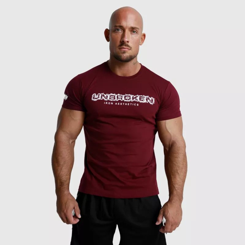 Férfi fitness póló Iron Aesthetics Unbroken, bordó-3