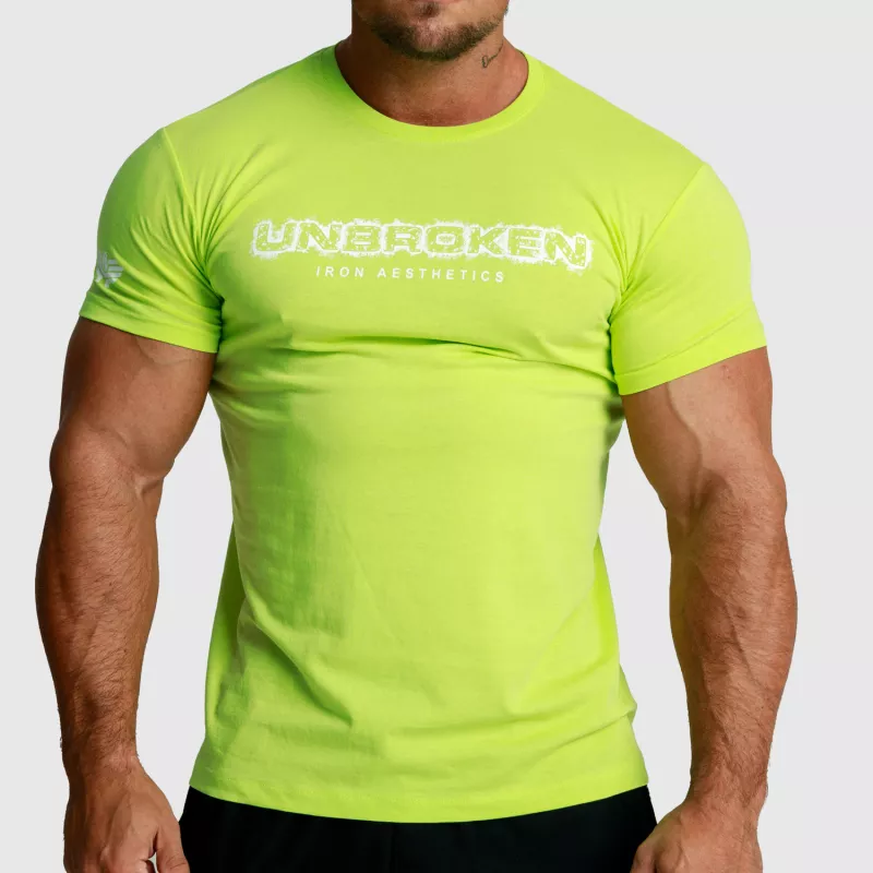 Férfi fitness póló Iron Aesthetics Unbroken, lime zöld-1