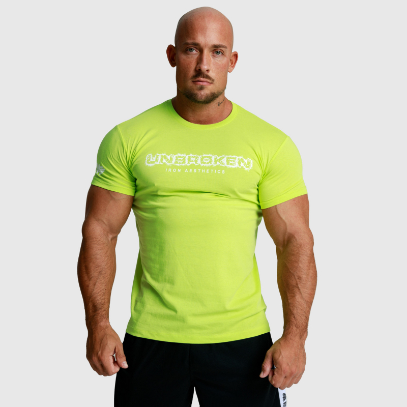 Férfi fitness póló Iron Aesthetics Unbroken, lime zöld-3