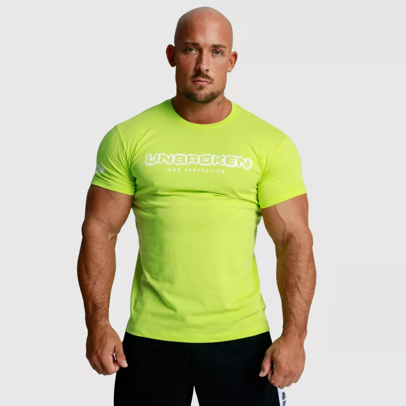 Férfi fitness póló Iron Aesthetics Unbroken, lime zöld-4