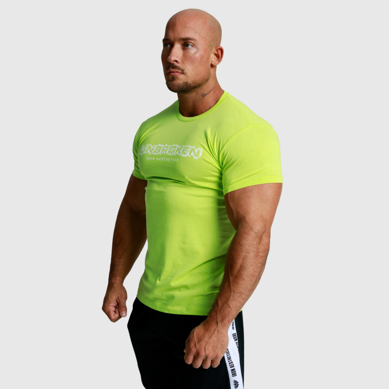 Férfi fitness póló Iron Aesthetics Unbroken, lime zöld-5