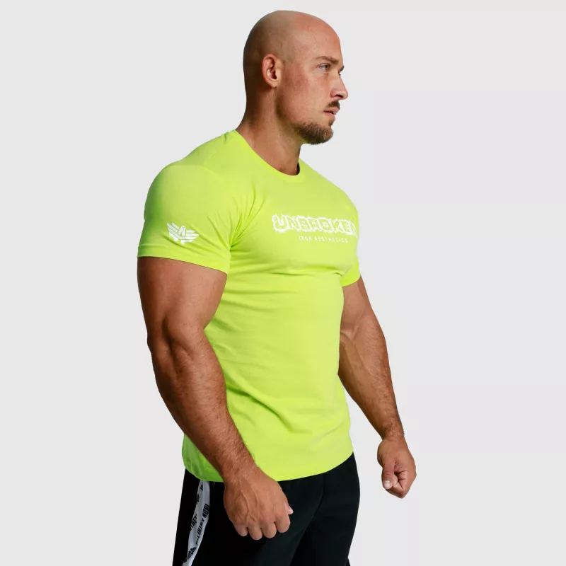 Férfi fitness póló Iron Aesthetics Unbroken, lime zöld-2