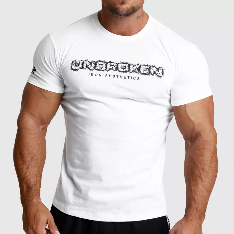 Férfi fitness póló Iron Aesthetics Unbroken, fehér-1
