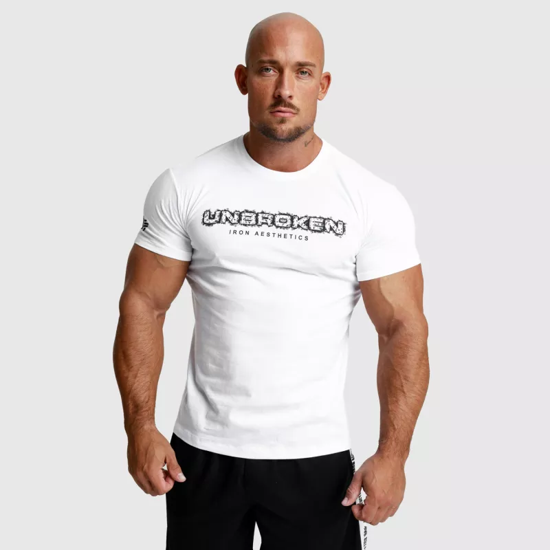 Férfi fitness póló Iron Aesthetics Unbroken, fehér-4