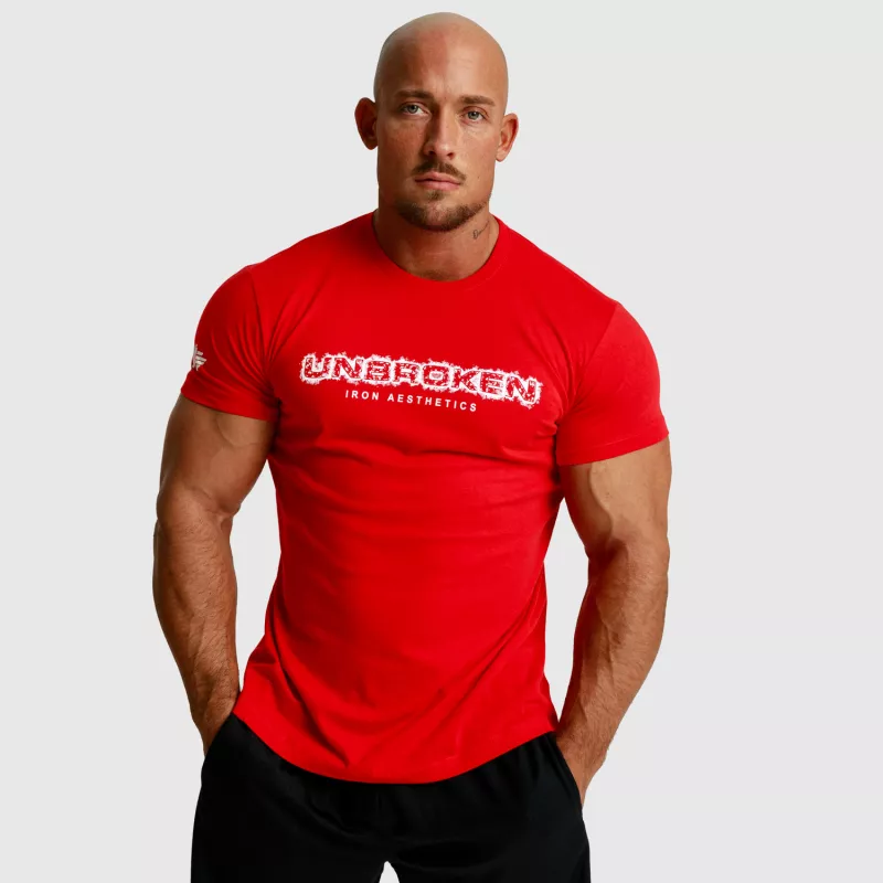 Férfi fitness póló Iron Aesthetics Unbroken, piros-5