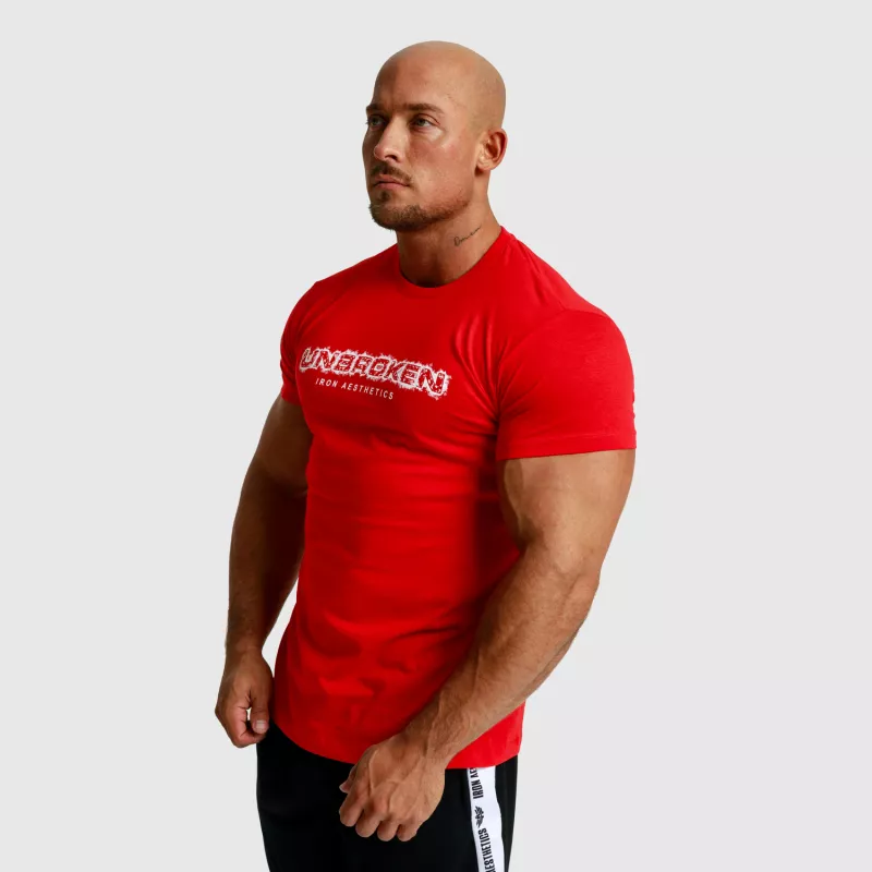 Férfi fitness póló Iron Aesthetics Unbroken, piros-7