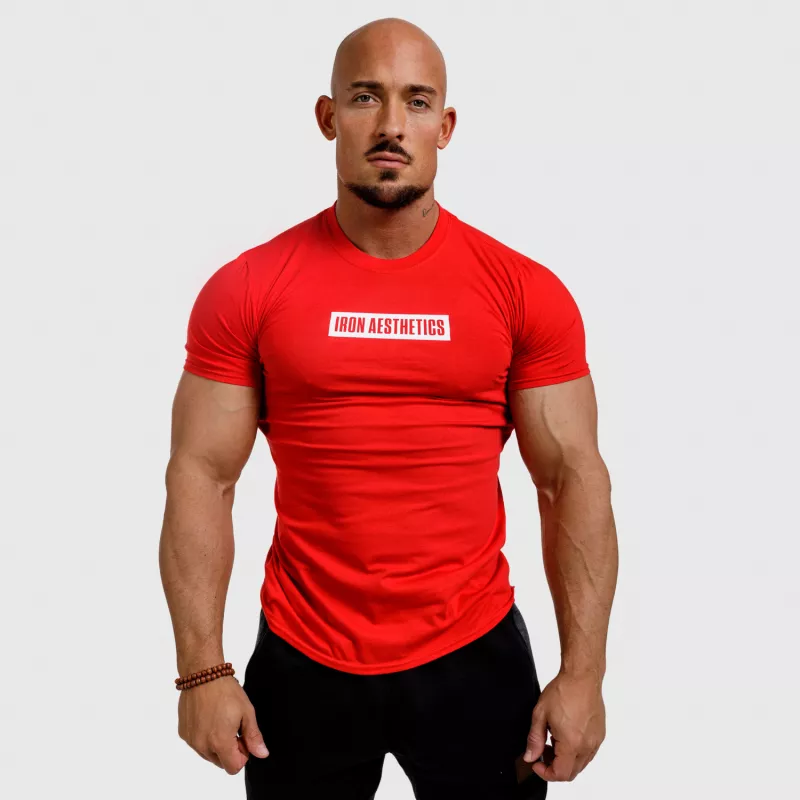Férfi fitness póló Iron Aesthetics Boxed, piros-3