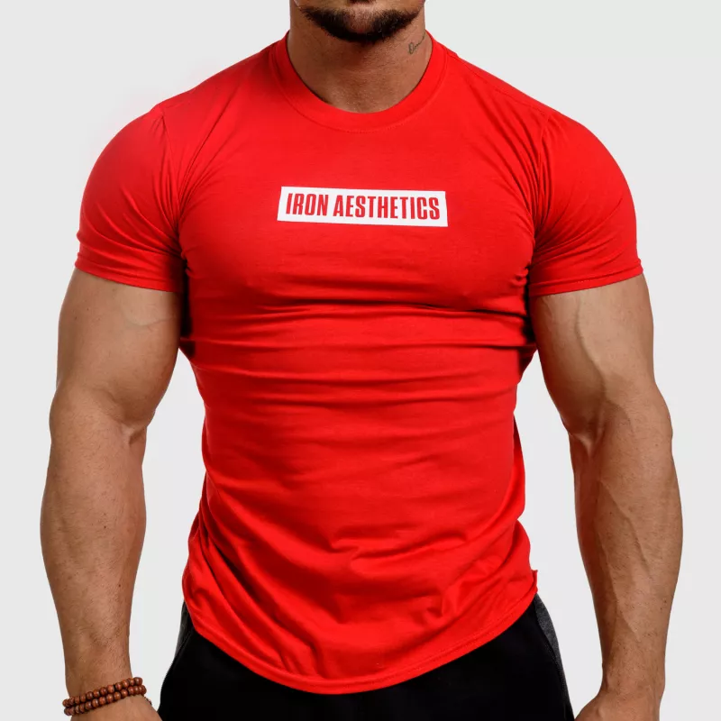 Férfi fitness póló Iron Aesthetics Boxed, piros-1
