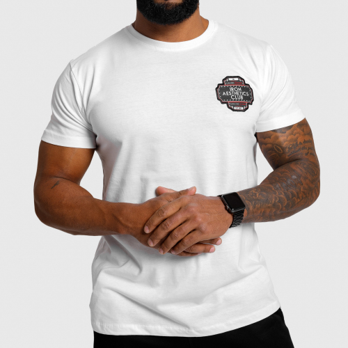 Férfi fitness póló Iron Aesthetics Badge, fehér