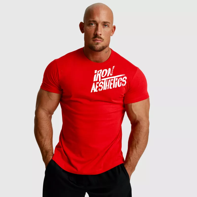 Férfi fitness póló Iron Aesthetics Splash, piros-5
