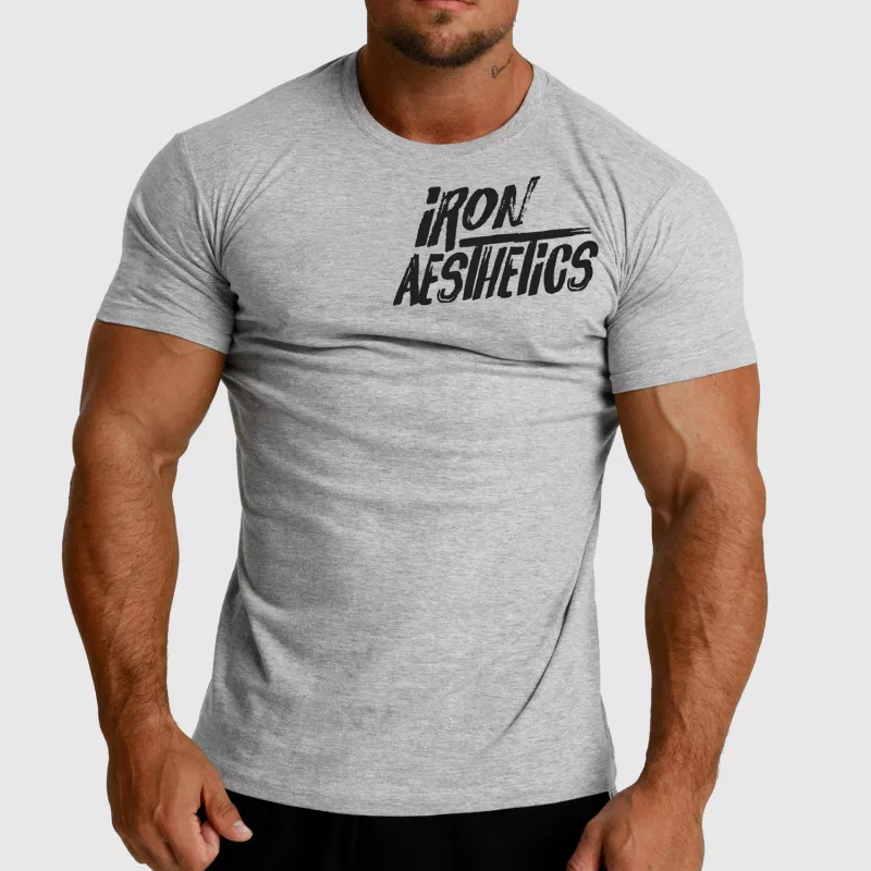 Férfi fitness póló Iron Aesthetics Splash, szürke-1