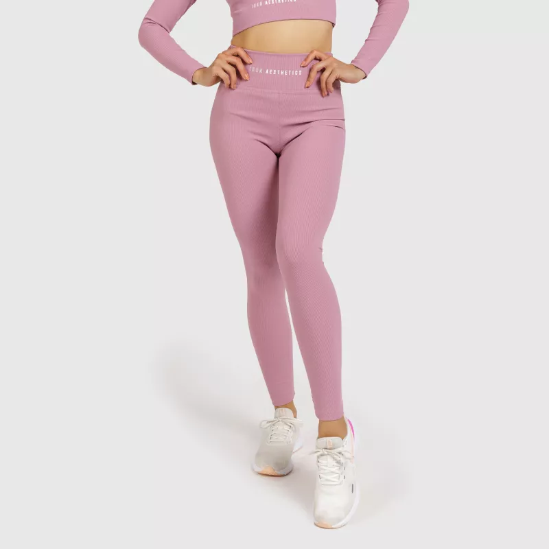 Női magasderekú leggings Iron Aesthetics Rib, dusty rózsaszín-11