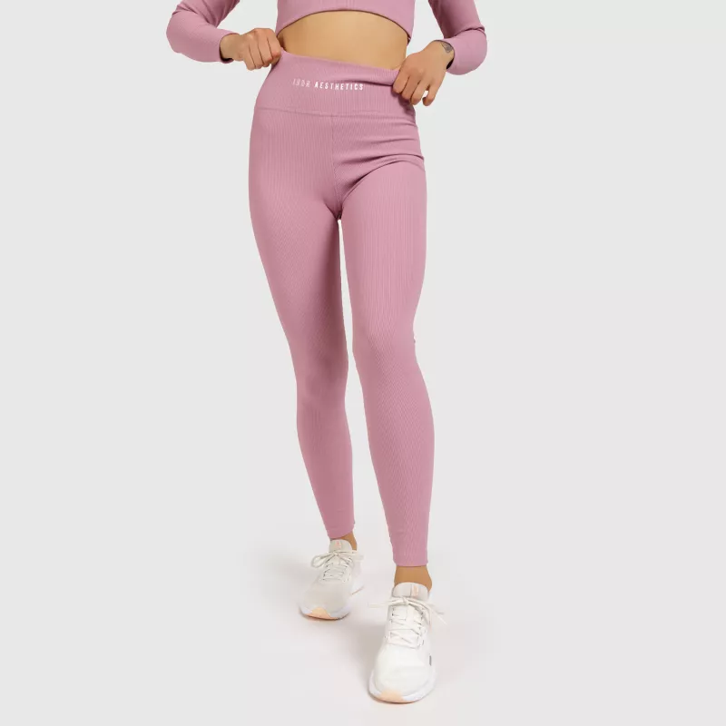 Női magasderekú leggings Iron Aesthetics Rib, dusty rózsaszín-1