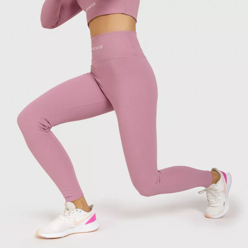 Női magasderekú leggings Iron Aesthetics Rib, dusty rózsaszín-8