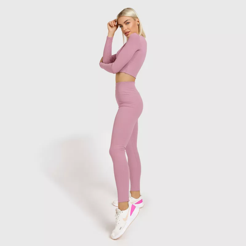 Női magasderekú leggings Iron Aesthetics Rib, dusty rózsaszín-10