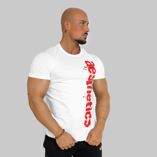 Férfi fitness póló Iron Aesthetics Cross, fehér