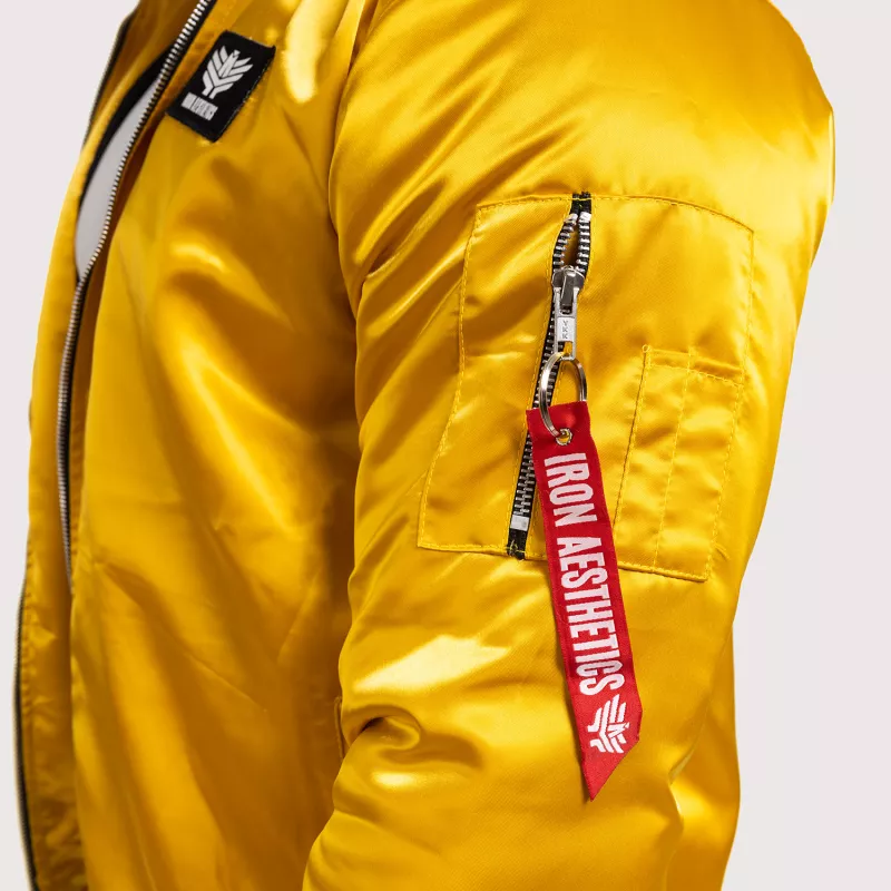 Férfi átmeneti dzseki szőrmés kapucnival Iron Aesthetics, sárga-6
