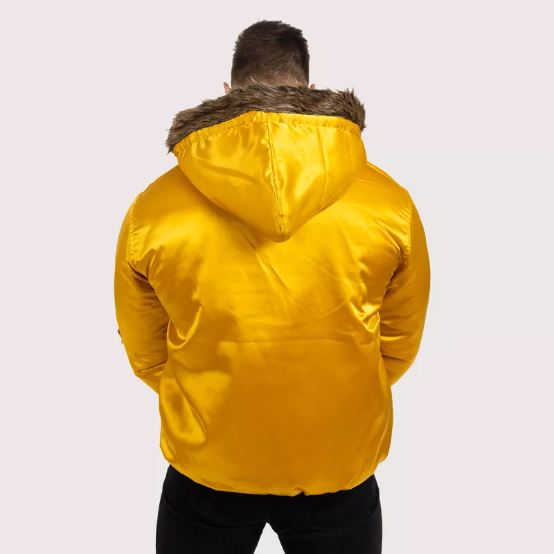 Férfi átmeneti dzseki szőrmés kapucnival Iron Aesthetics, sárga-9