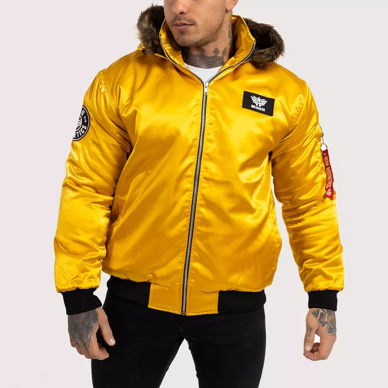 Férfi átmeneti dzseki szőrmés kapucnival Iron Aesthetics, sárga-1