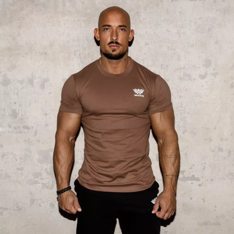 Férfi fitness póló Iron Aesthetics Resist, barna-5