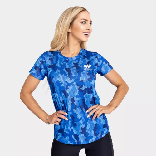 Női funkcionális póló Iron Aesthetics Hexo, camo blue