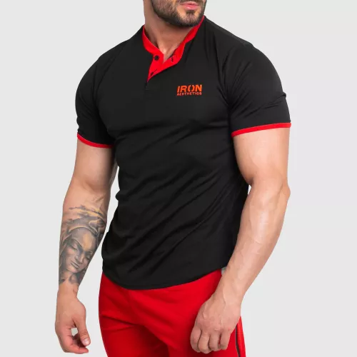 Funkcionális sportpóló Iron Aesthetics Collar, black/red