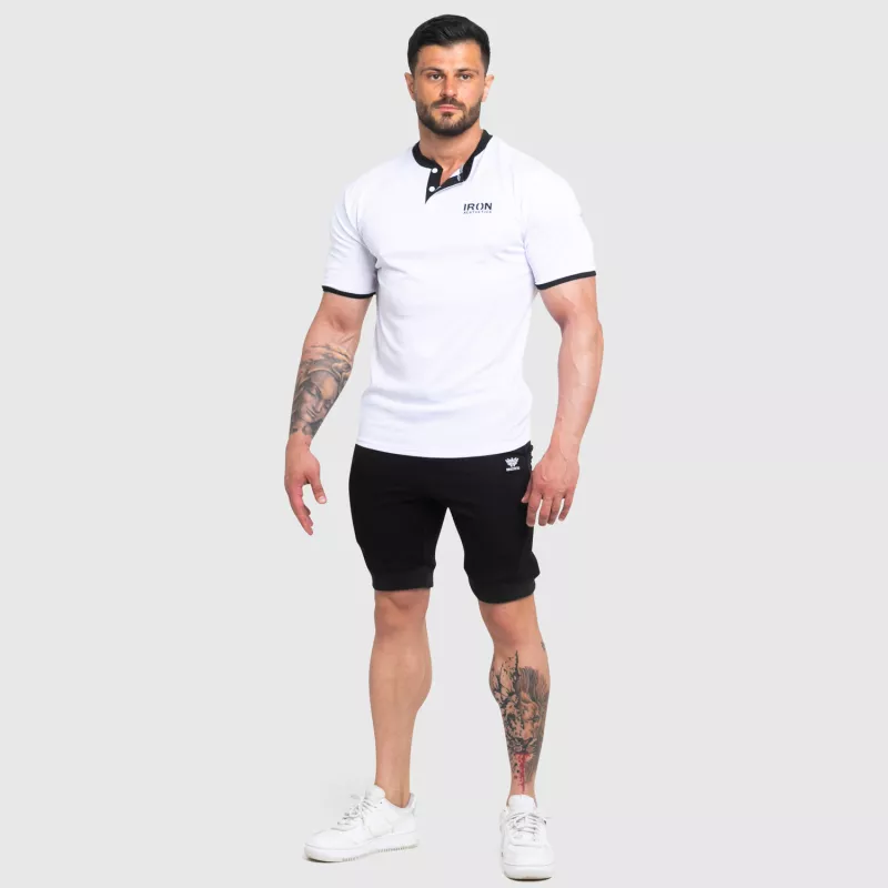 Funkcionális sportpóló Iron Aesthetics Collar, white/black-5