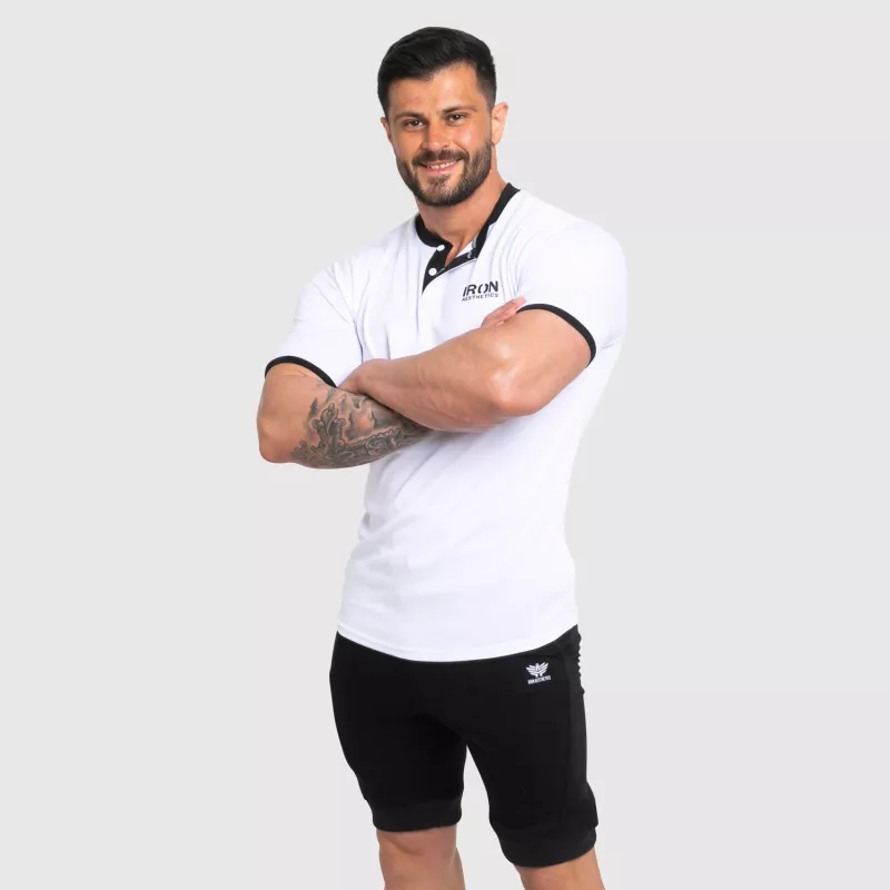 Funkcionális sportpóló Iron Aesthetics Collar, white/black-6