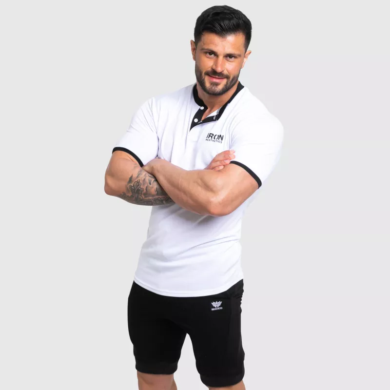 Funkcionális sportpóló Iron Aesthetics Collar, white/black-4