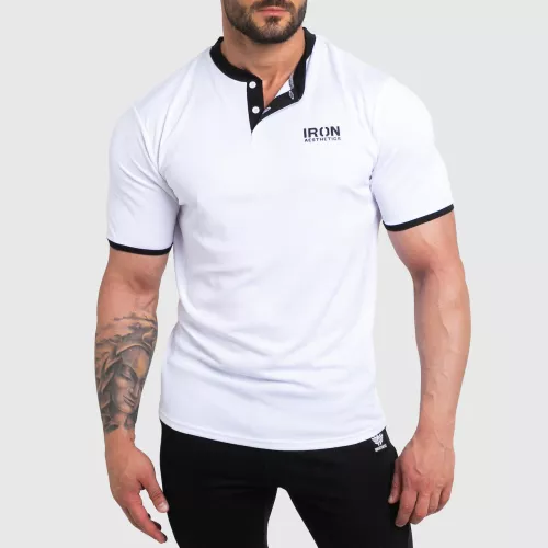 Funkcionális sportpóló Iron Aesthetics Collar, white/black