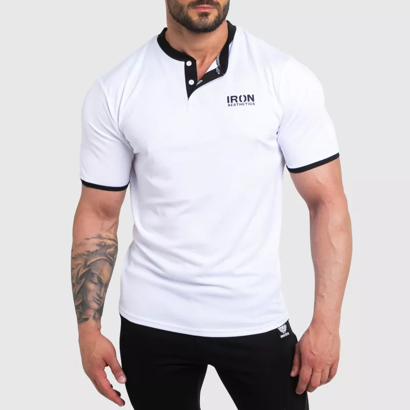 Funkcionális sportpóló Iron Aesthetics Collar, white/black-1