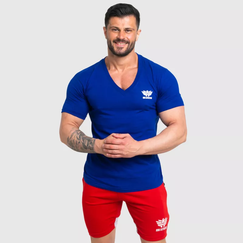 Férfi fitness póló Iron Aesthetics Original V, kék-4