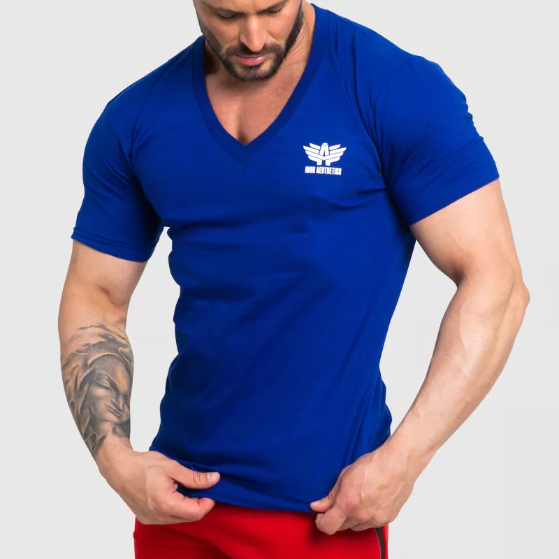 Férfi fitness póló Iron Aesthetics Original V, kék-1