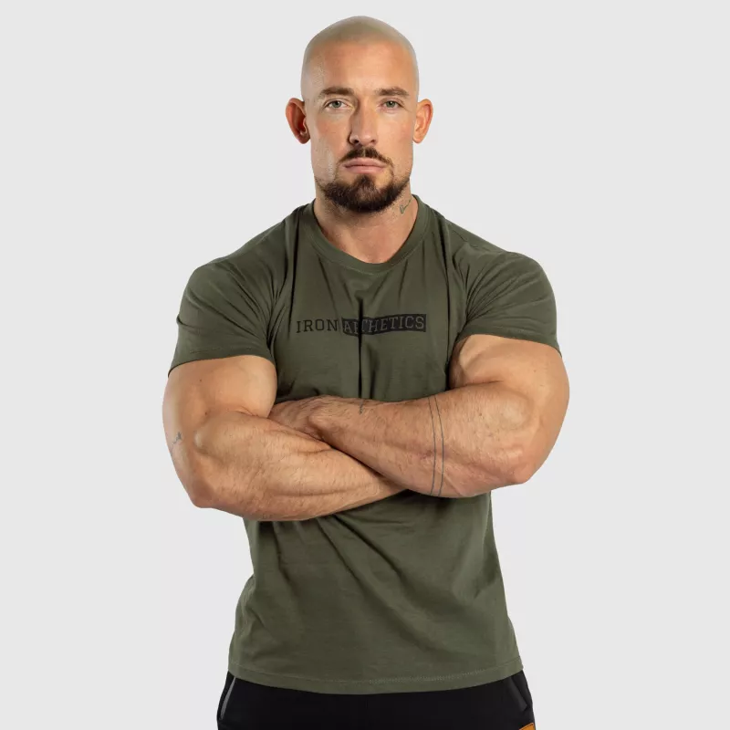 Férfi fitness póló Iron Aesthetics Gym, katonazöld-2