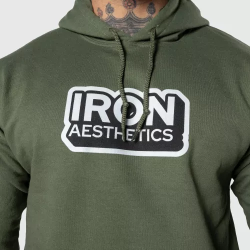 Kapucnis pulóver Iron Aesthetics Iconic, katonazöld