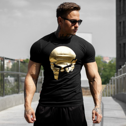 Ultrasoft póló Iron Aesthetics Skull, black&gold