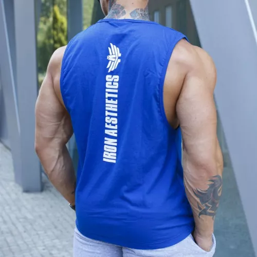 Ujjatlan fitness póló Iron Aesthetics Skull, kék