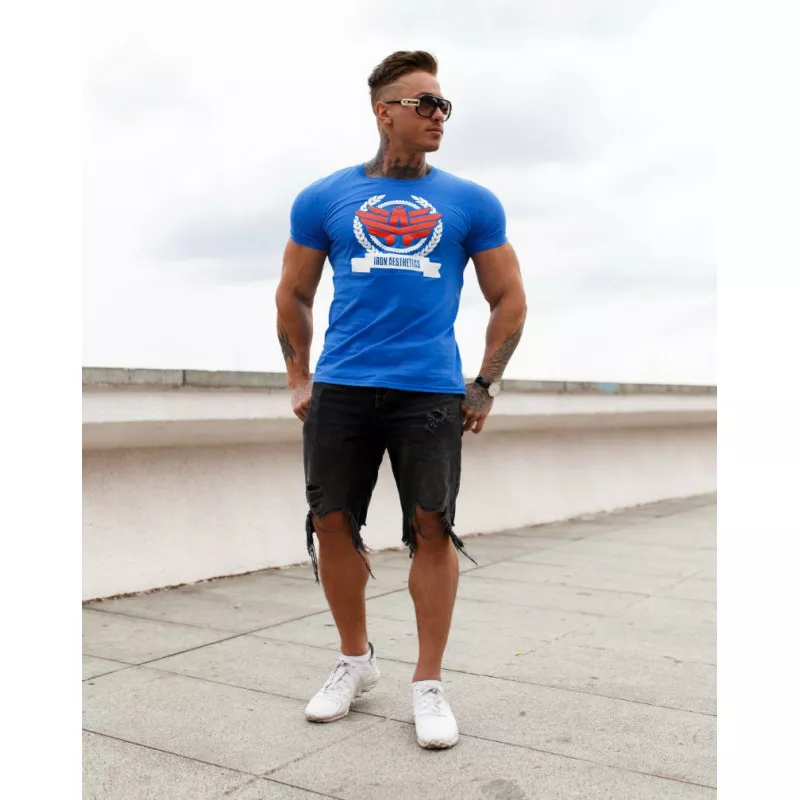 Férfi fitness póló Iron Aesthetics Triumph, kék-4
