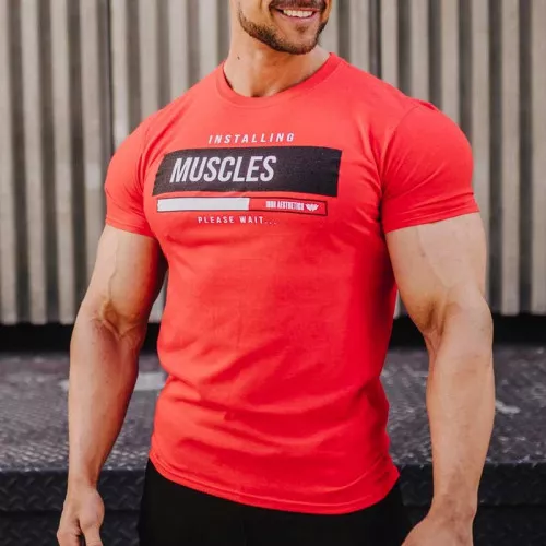 Férfi fitness póló Iron Aesthetics Installing Muscles, piros
