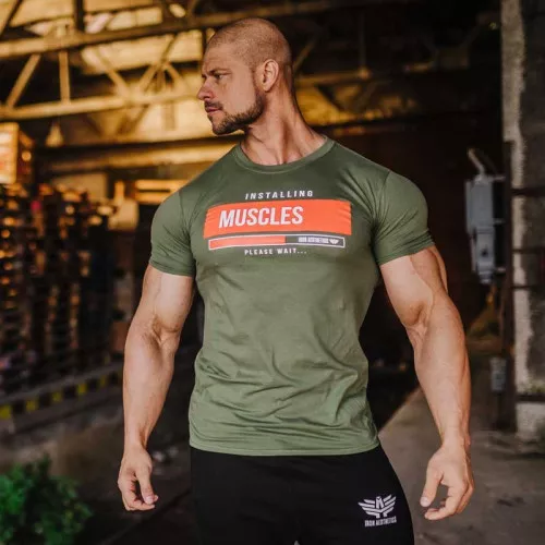 Férfi fitness póló Iron Aesthetics Installing Muscles, zöld
