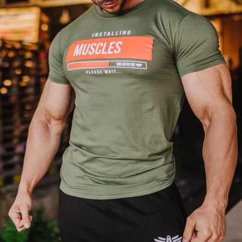 Férfi fitness póló Iron Aesthetics Installing Muscles, zöld