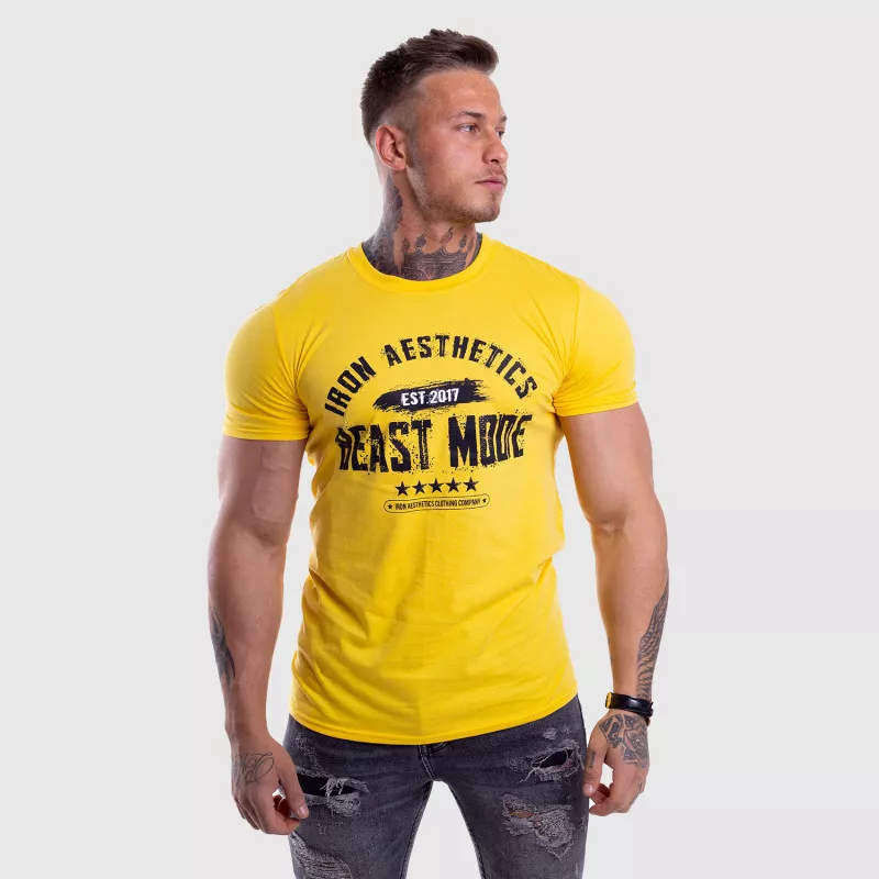 Férfi fitness póló Iron Aesthetics Beast Mode Est. 2017, gold-2