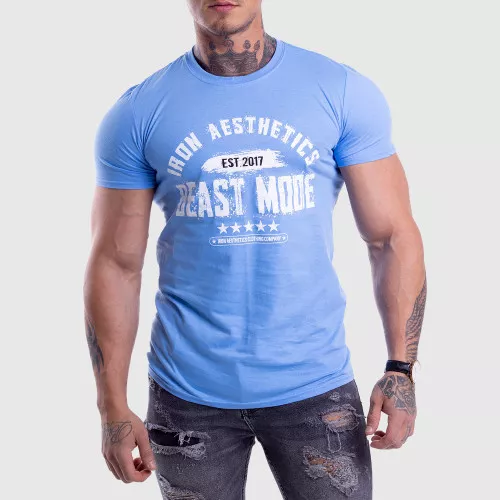 Férfi fitness póló Iron Aesthetics Beast Mode Est. 2017, kék