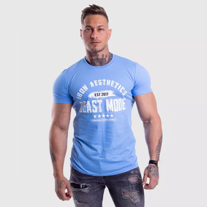 Férfi fitness póló Iron Aesthetics Beast Mode Est. 2017, kék-4