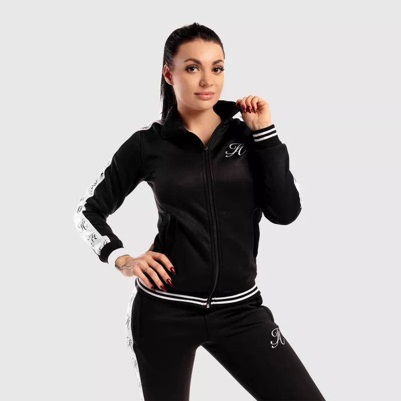 Női fitness cipzáros pulcsi Iron Aesthetics Striped, fekete-3